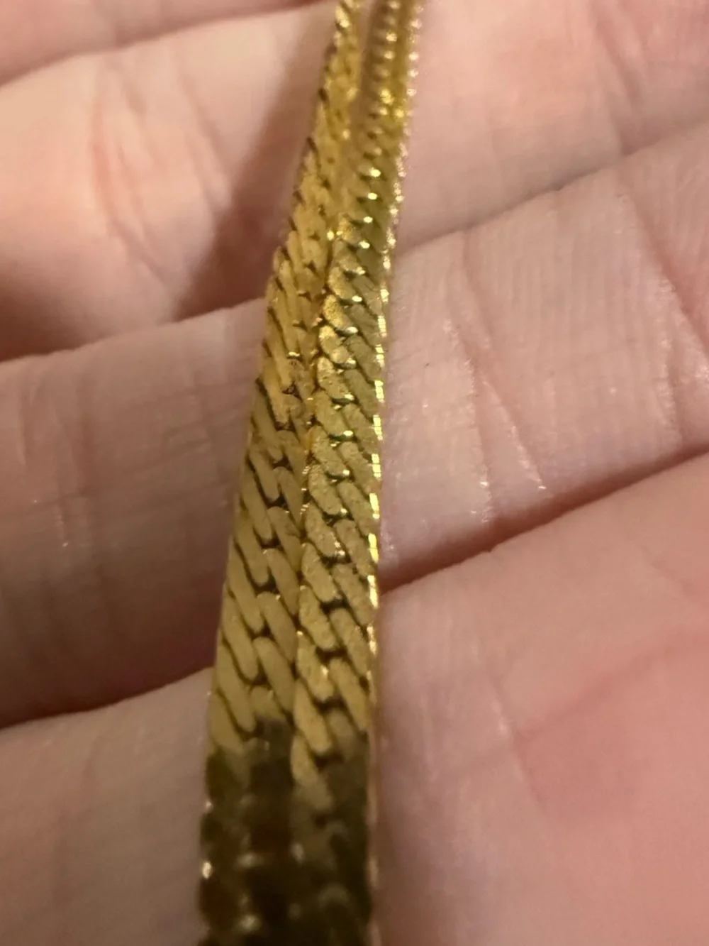 Vintage Monet Flat Chain Necklace - Gold Tone